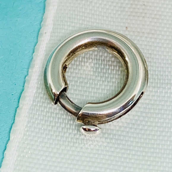 Tiffany Co Sterling Silver ROUND TAG CHARM WITH SPRING CLASP AG925 New W/box - Picture 4 of 6